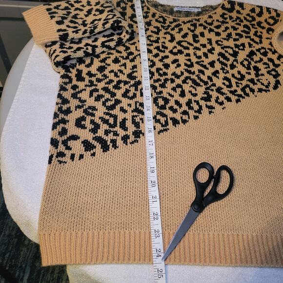 Leopard Print Pullover Round Neck Sweater Women's XL Tan & Black by Misslook - Picture 6 of 6